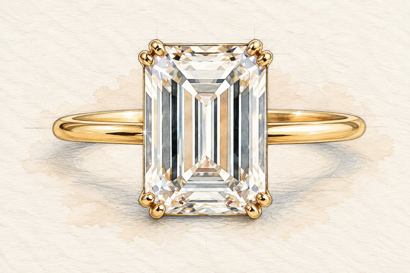 OVOEU emerald ring design sketch.
