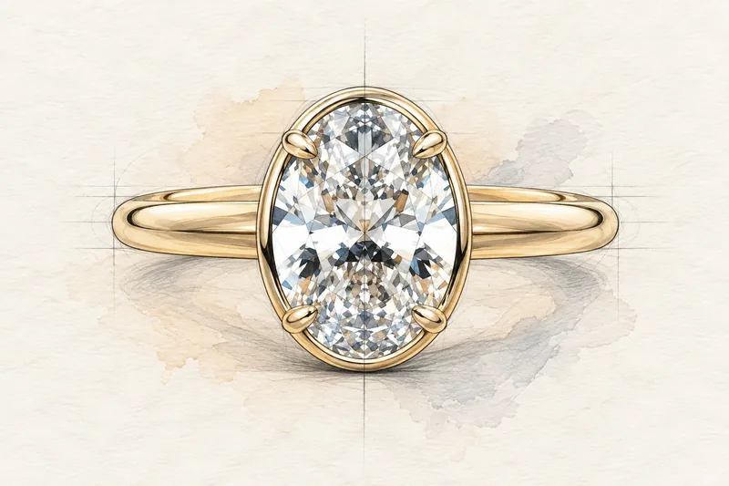 Oval bezel, OVOEU design sketch, not a finished ring
