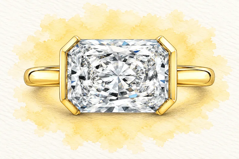 Radiant bezel, OVOEU design sketch, not a finished ring
