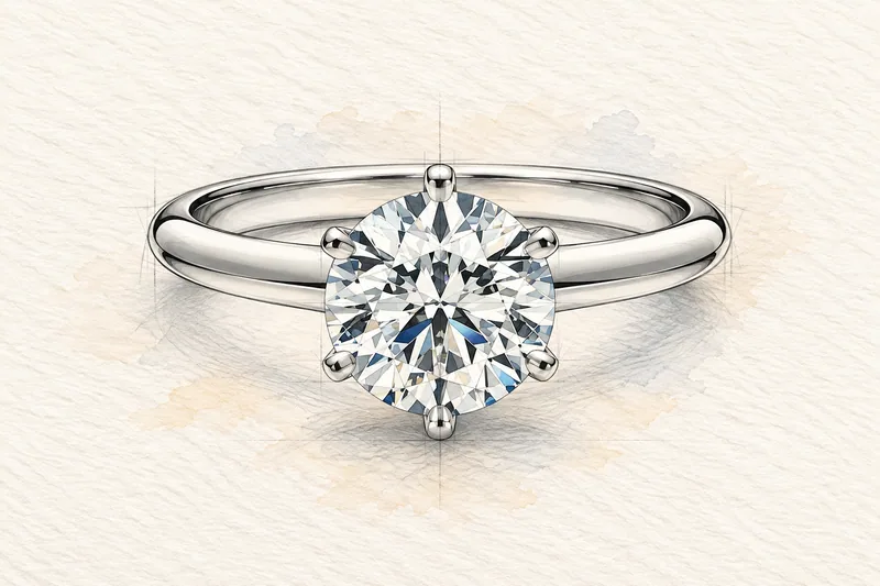 Round solitaire, OVOEU design sketch, not a finished ring