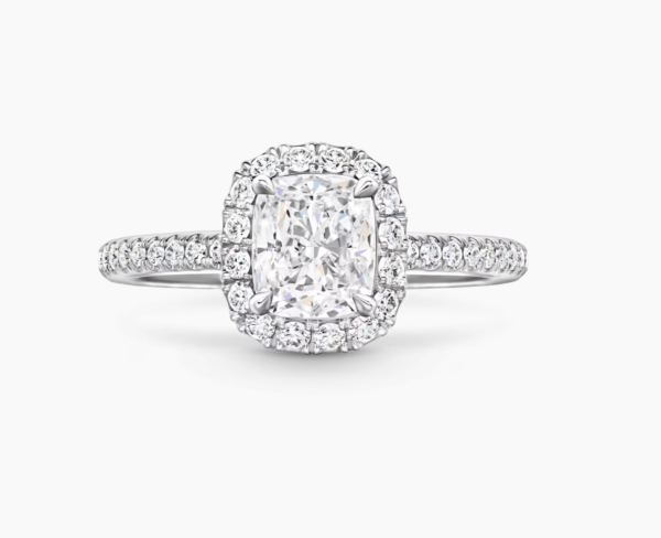 3.21 Center Cushion Lab-Grown Diamond Halo Platinum Engagement Ring